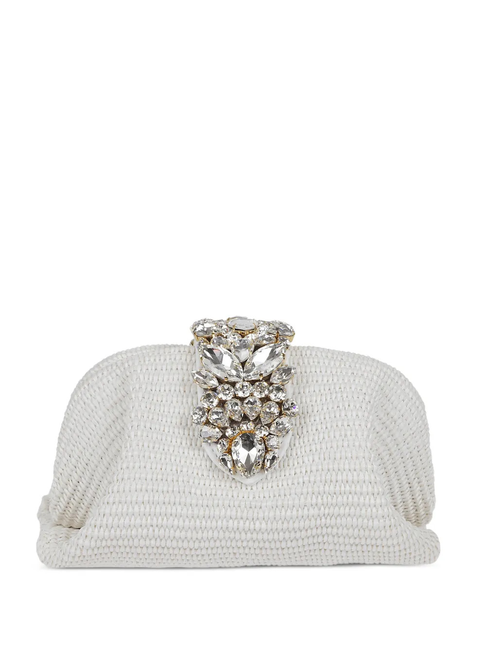 Gedebe crystal-embellished woven clutch bag - Bianco