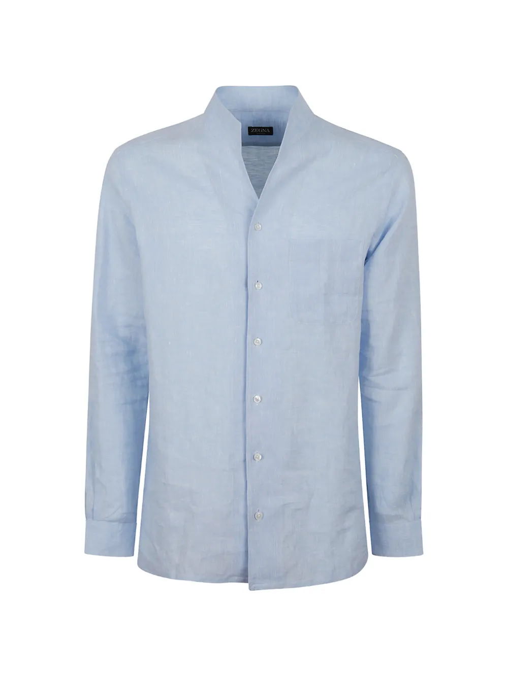 Zegna band-collar chest-pocket shirt - Blue
