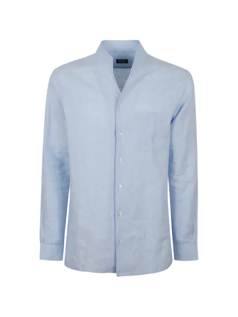 Zegna band-collar chest-pocket shirt