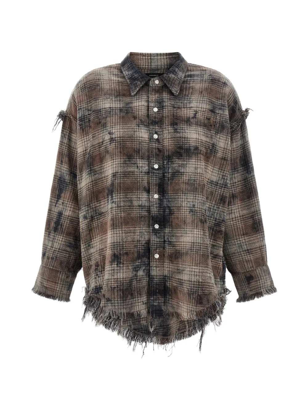 R13 check fringed shirt - Marrone