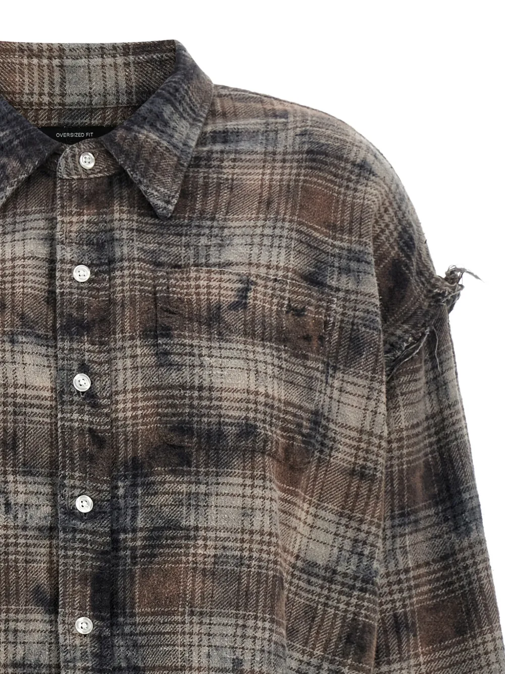  R13 Check Fringed Shirt - Brown 