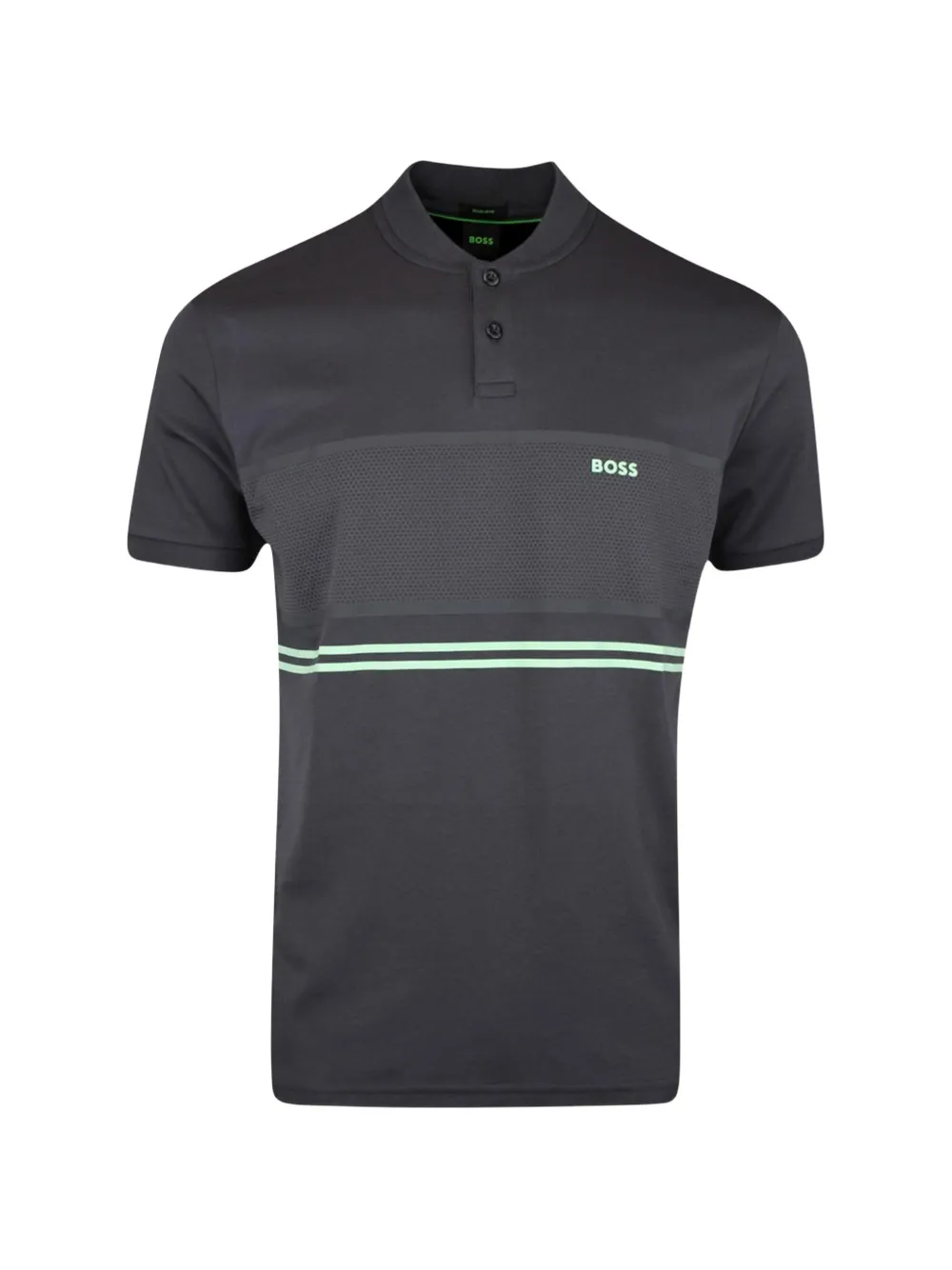 BOSS collar-striped polo shirt - Grigio