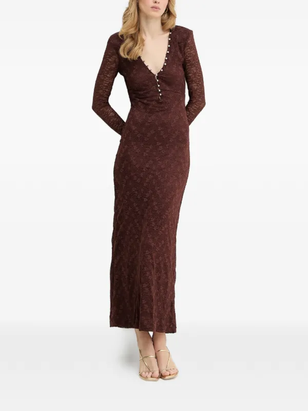 knee length dresses for ladies Aries Black Lace Bardot-Neck Maxi Dress With Gathered Detailing – Club L  London main image 0