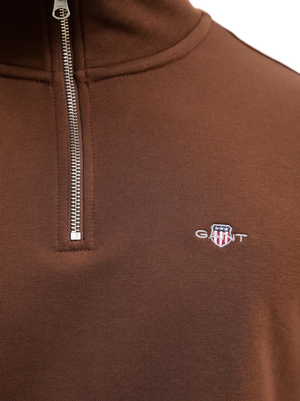 Gant Shield sweater met halve rits Bruin