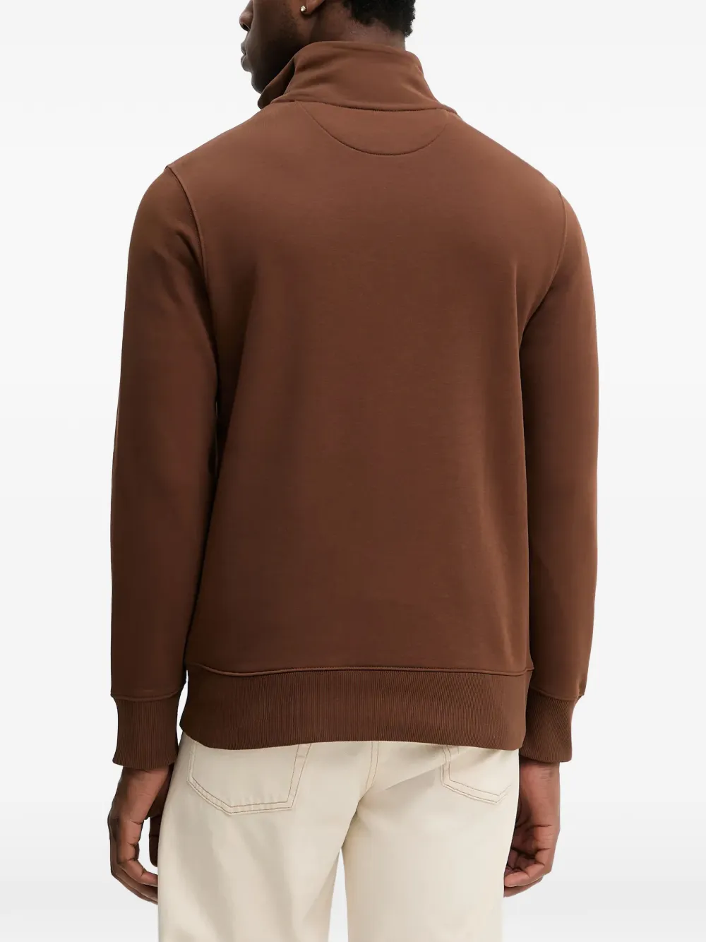 Gant Shield sweater met halve rits Bruin