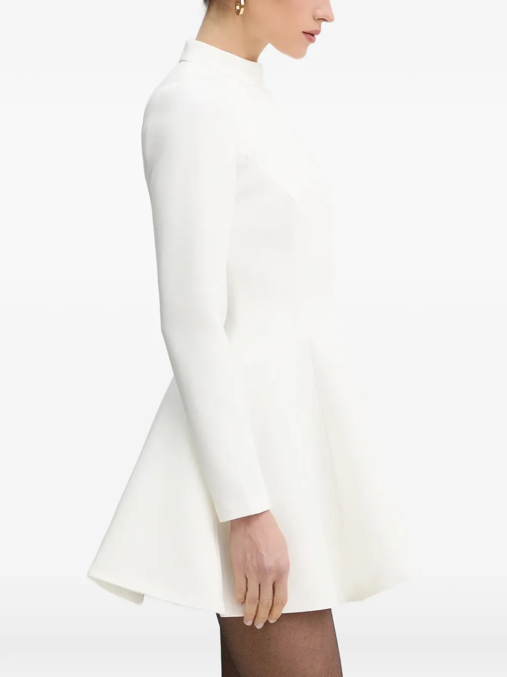  Bardot High-neck Long-sleeve Mini Dress - White 