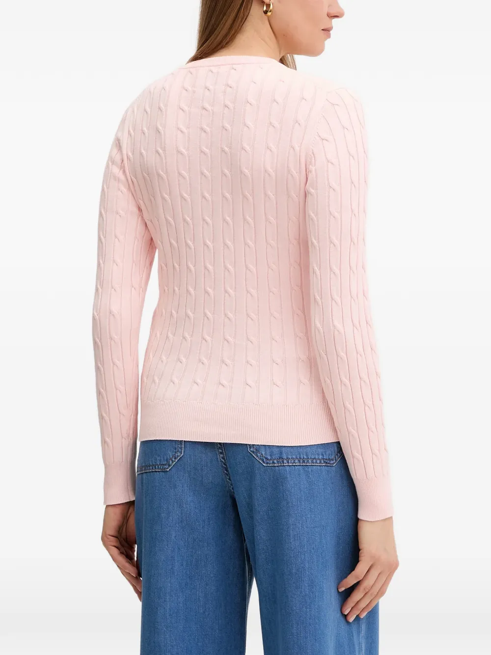 Gant Kabelgebreide trui met V-hals Roze