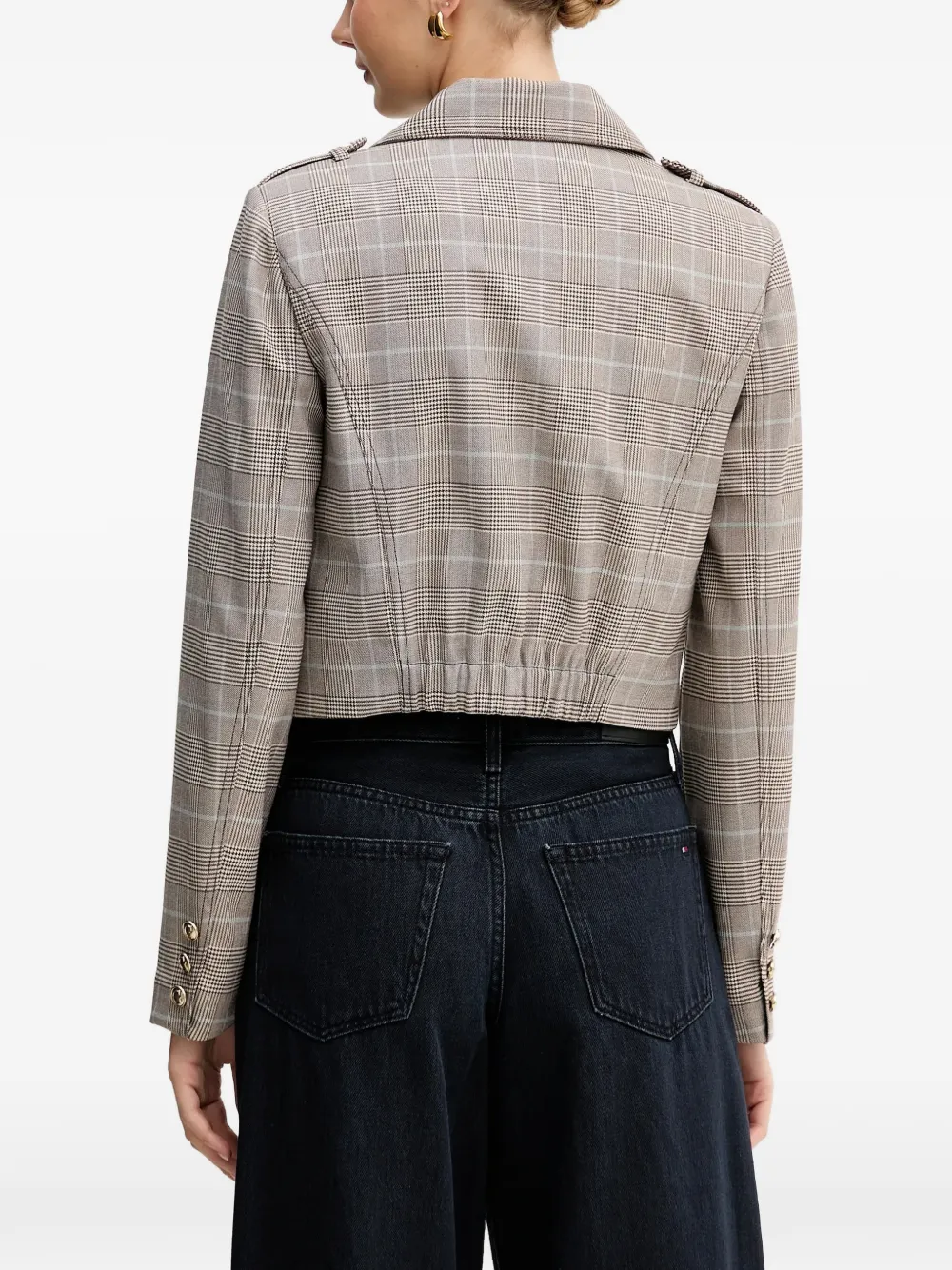 Check Button Cropped Jacket