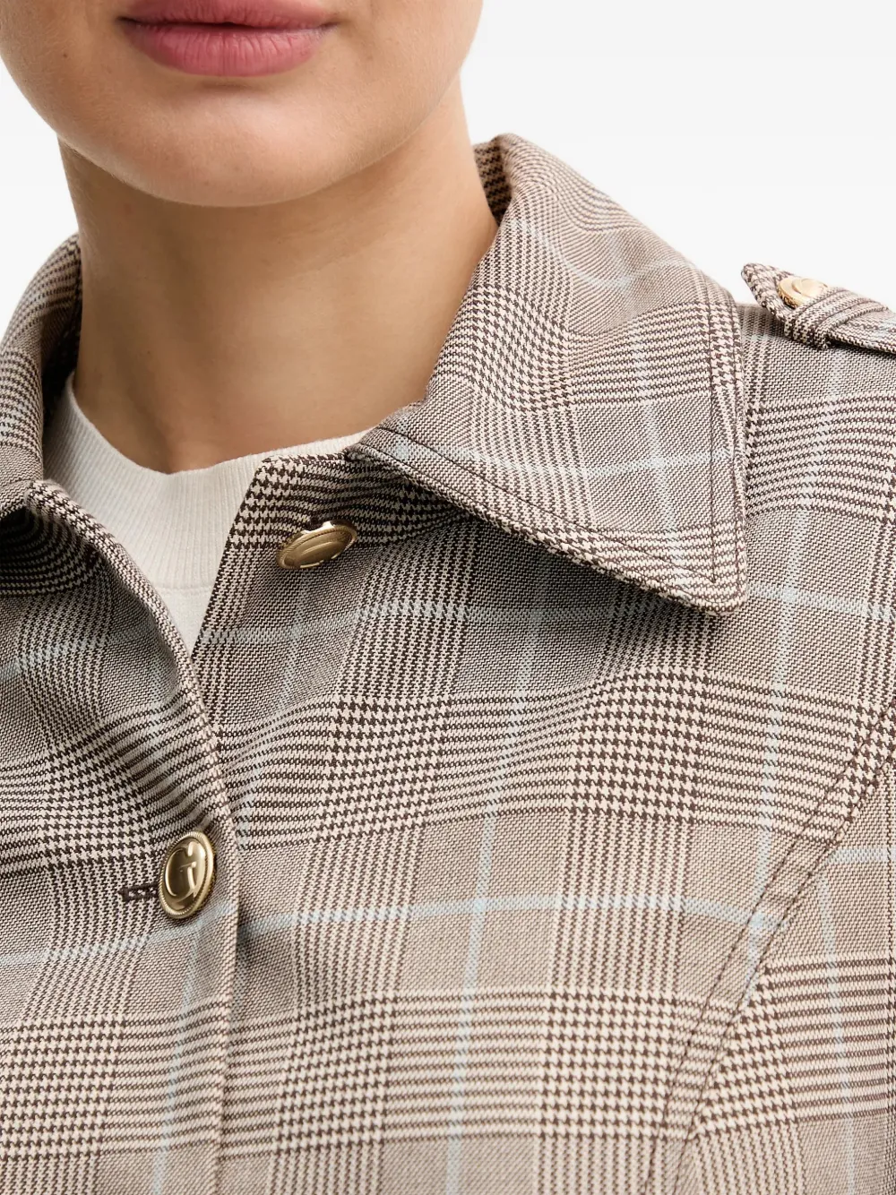 Check Button Cropped Jacket