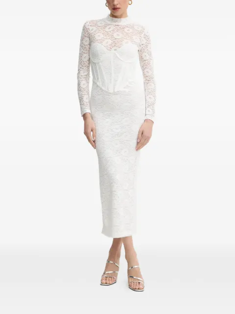 Bardot Carmen long-sleeve lace midi dress