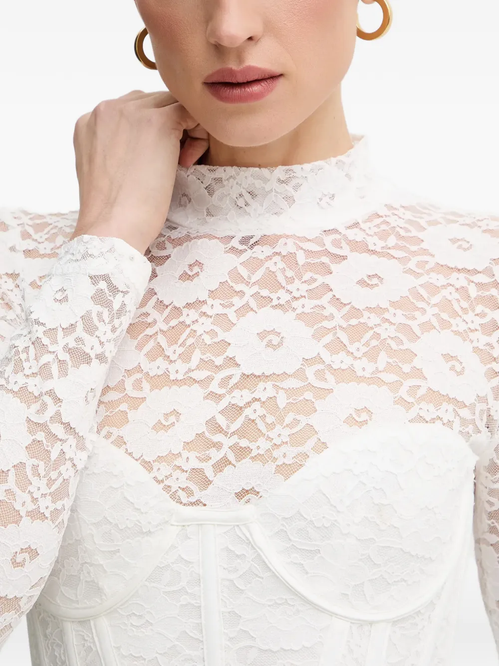 Carmen Long-Sleeve Lace Midi Dress