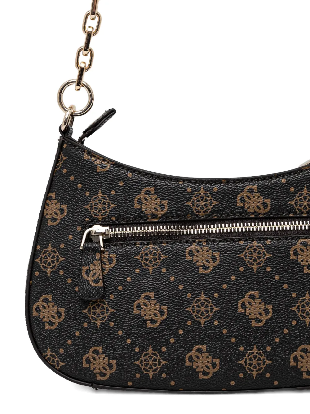 GUESS USA Carrie schoudertas met monogram en ketting Bruin