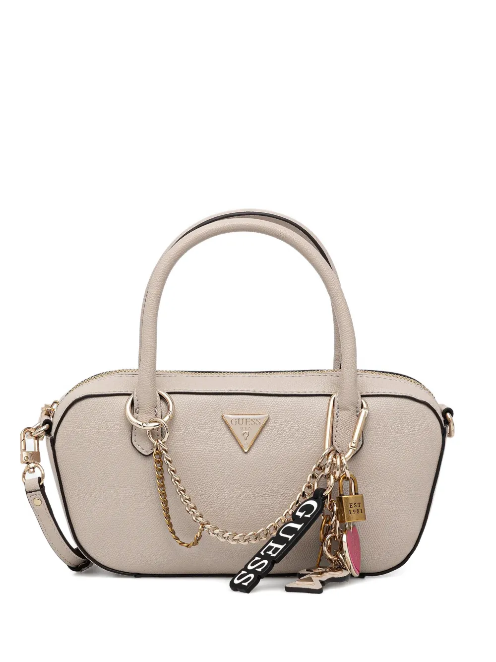 Guess Usa Davina Charm Tote Bag In Neutral