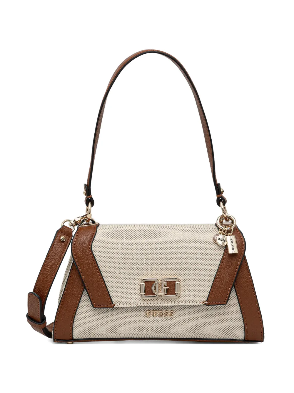 GUESS USA Schultertasche mit Drehverschluss-Anhänger - Nude