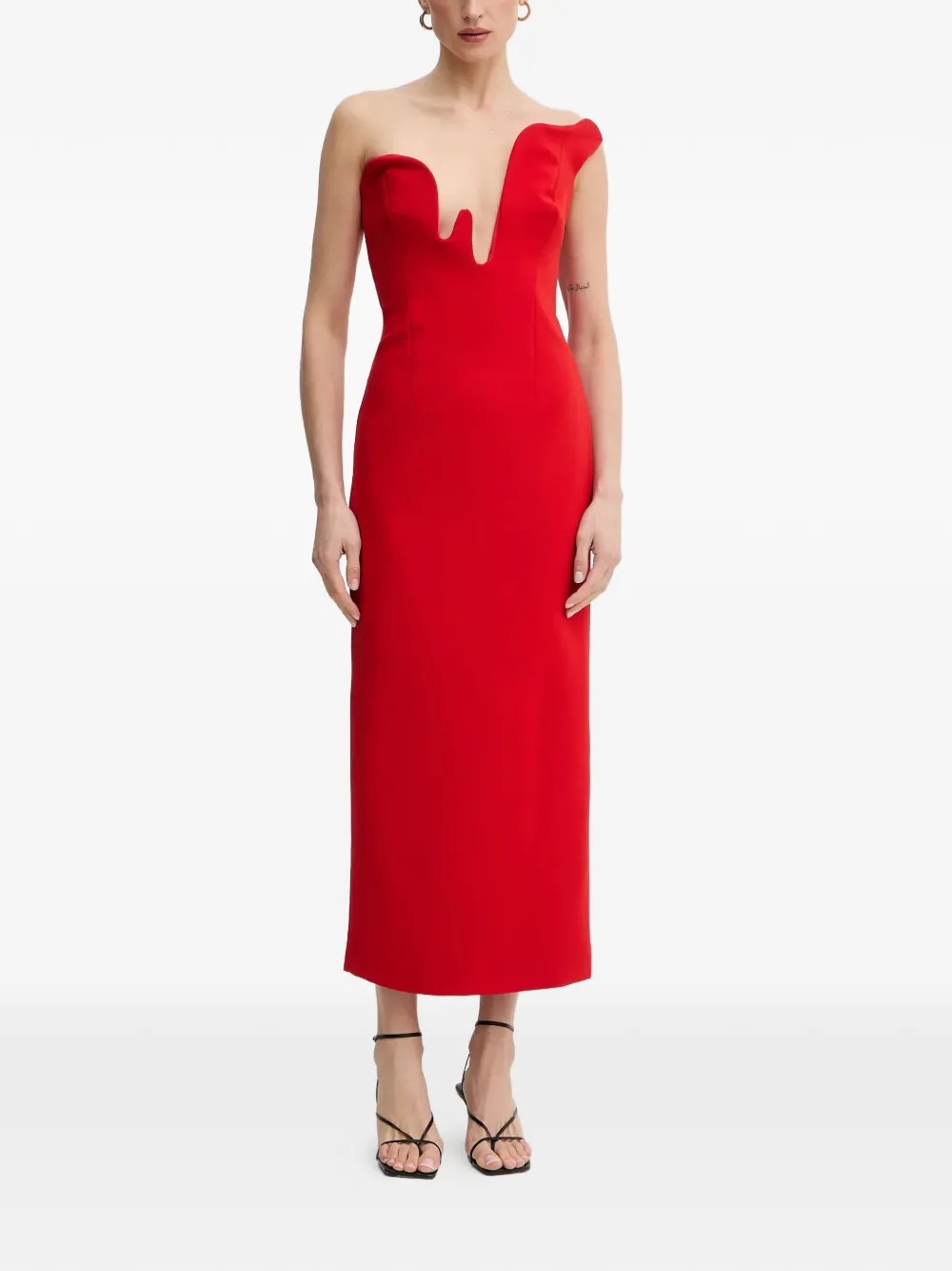 Bardot Abito midi Rosalyn con scollo a V - Rosso