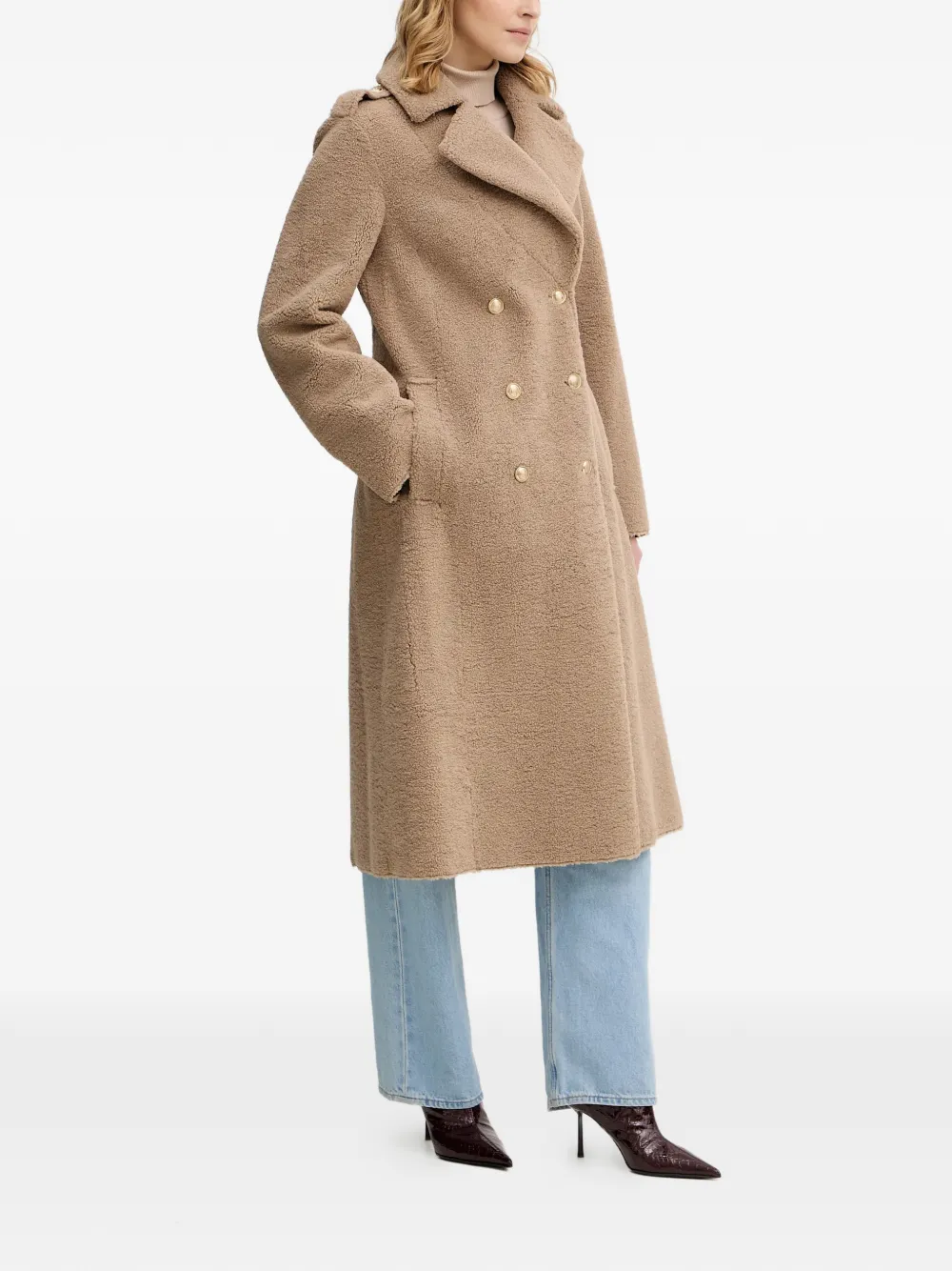  Guess Usa Double-breasted Coat - Neutrals 