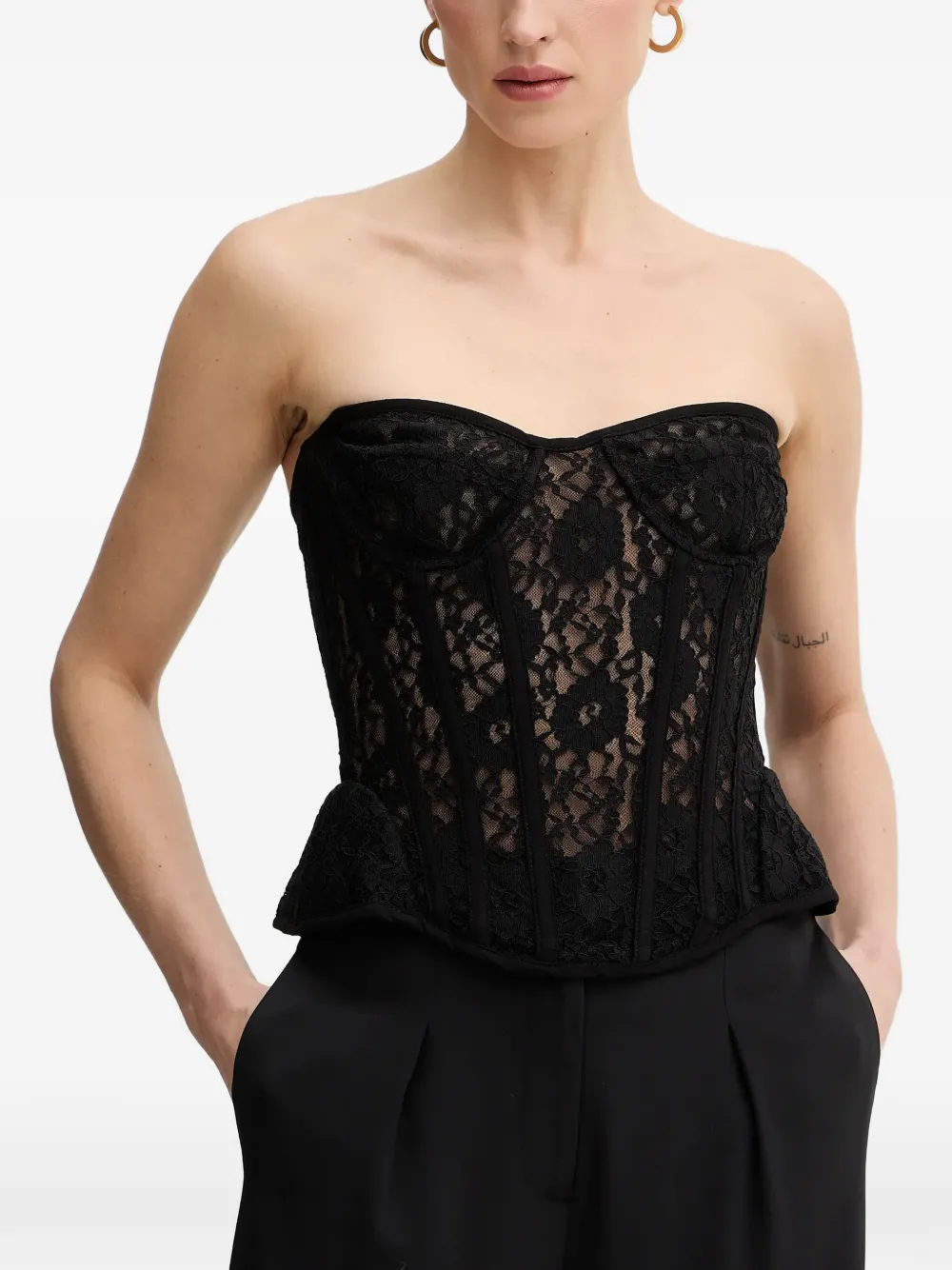 Bardot Cristo lace corset top - Nero