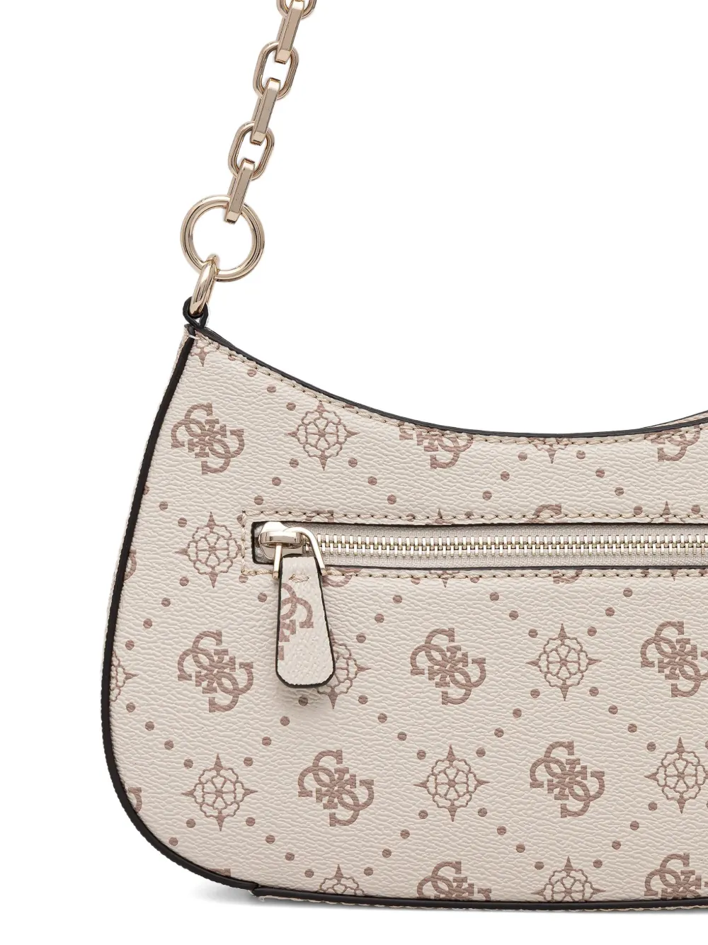 GUESS USA Schoudertas met monogram en ketting Beige