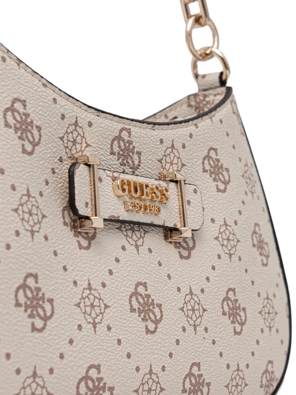 GUESS USA Schoudertas met monogram en ketting Beige