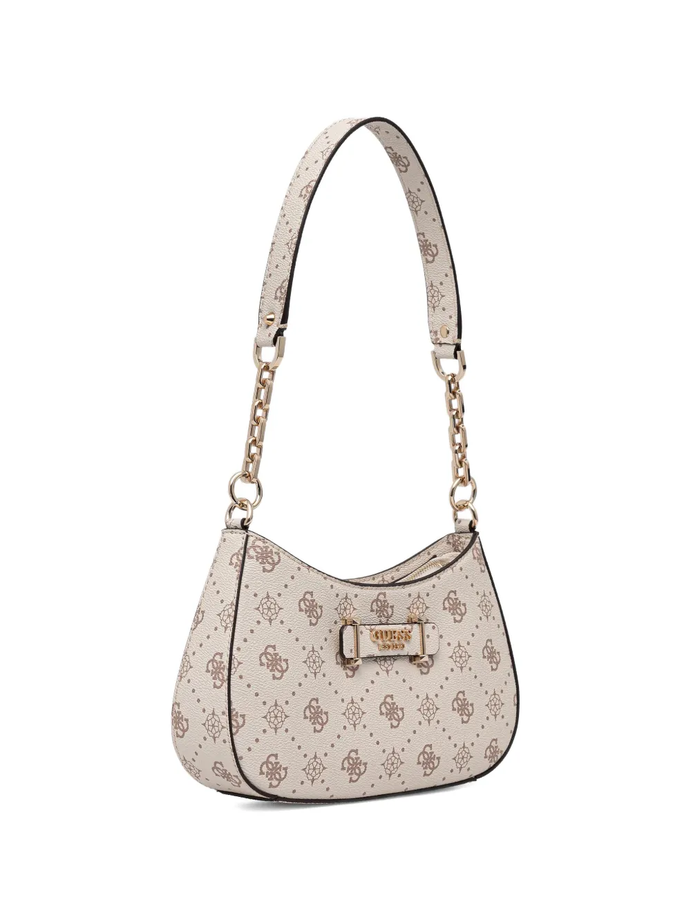 GUESS USA Schoudertas met monogram en ketting Beige