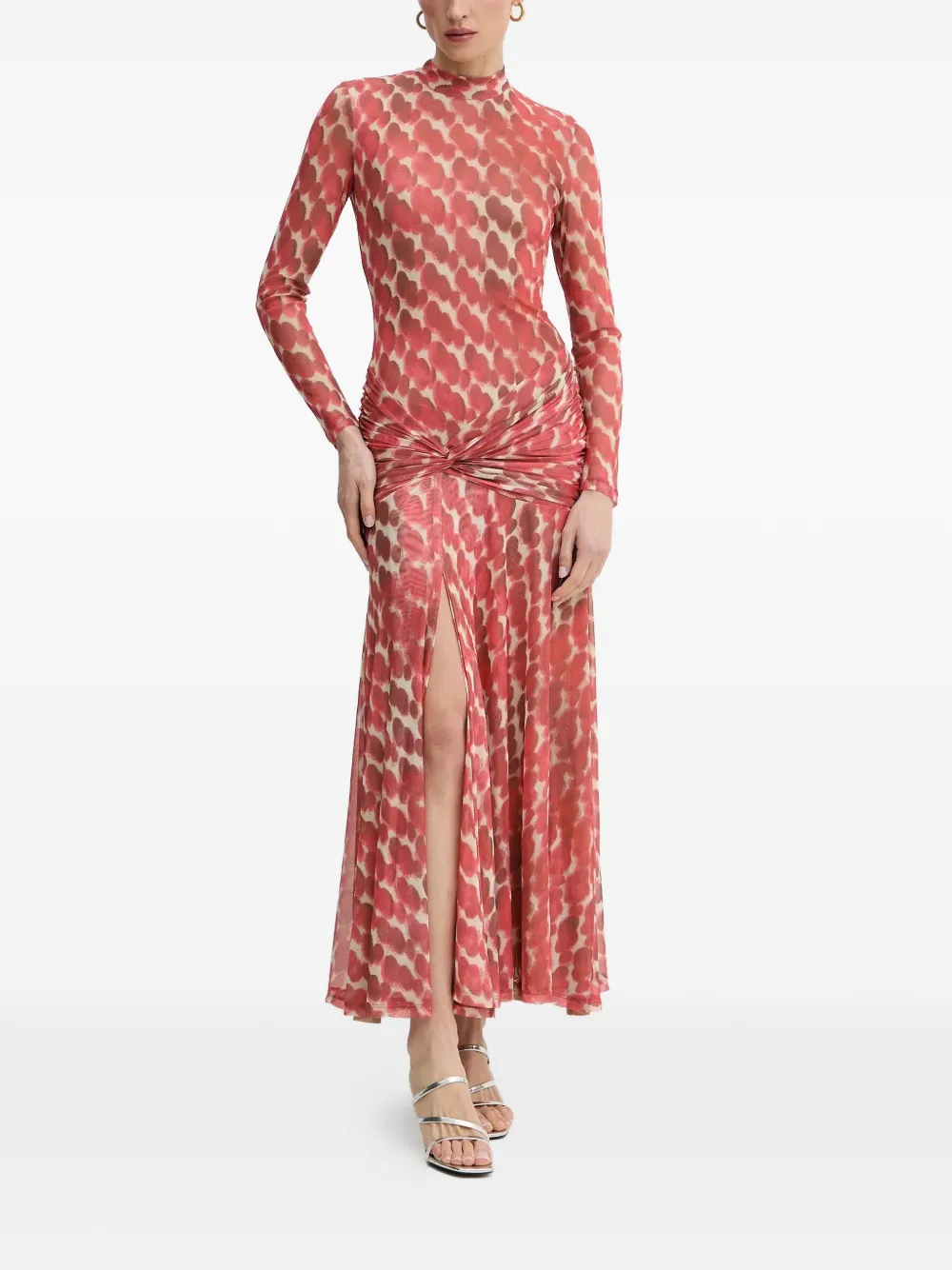 Bardot Lea spot ruched dress - Rosso