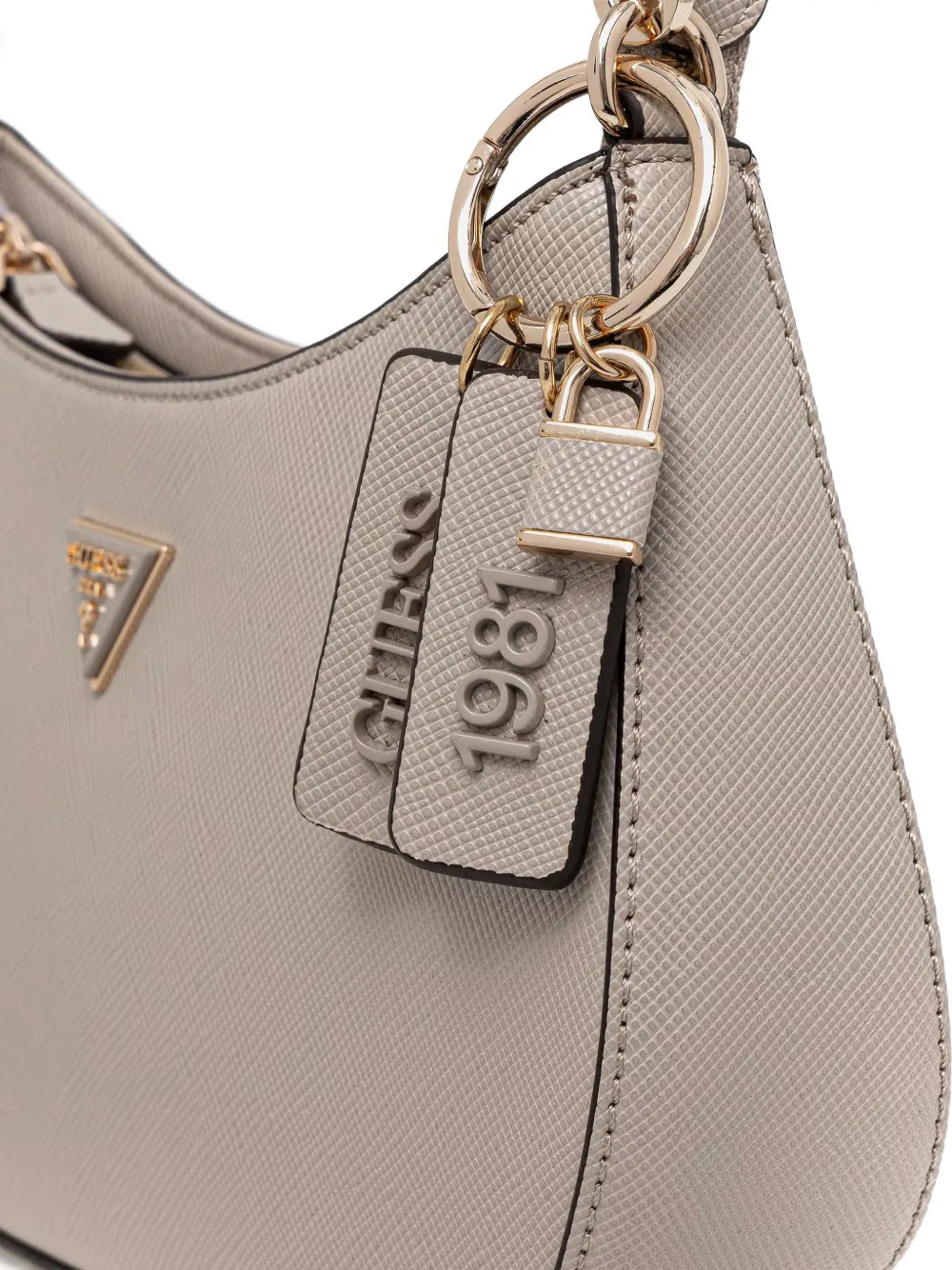 GUESS USA Noelle schoudertas met logo bedel Beige