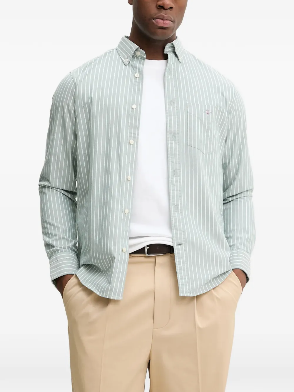 Gant striped patch pocket shirt - Verde