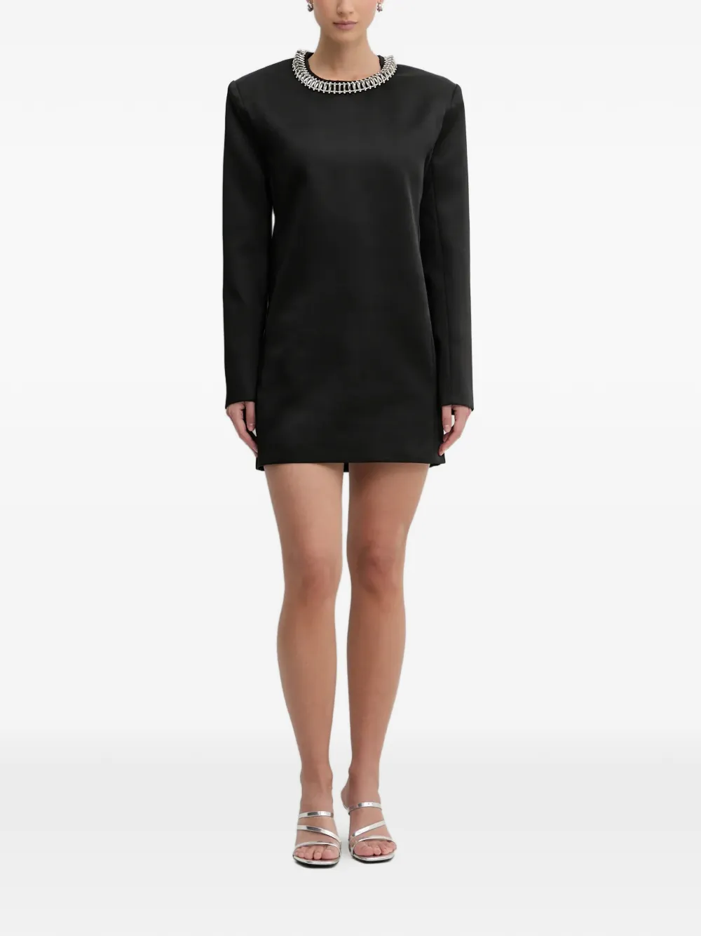  Bardot Embellished Mini Dress - Black 