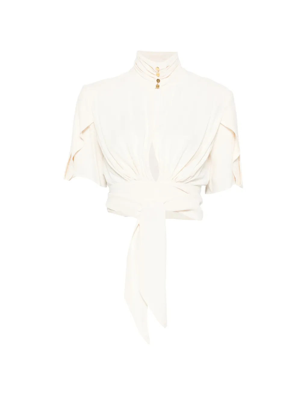 Elisabetta Franchi tie-waist short-sleeve blouse - Toni neutri