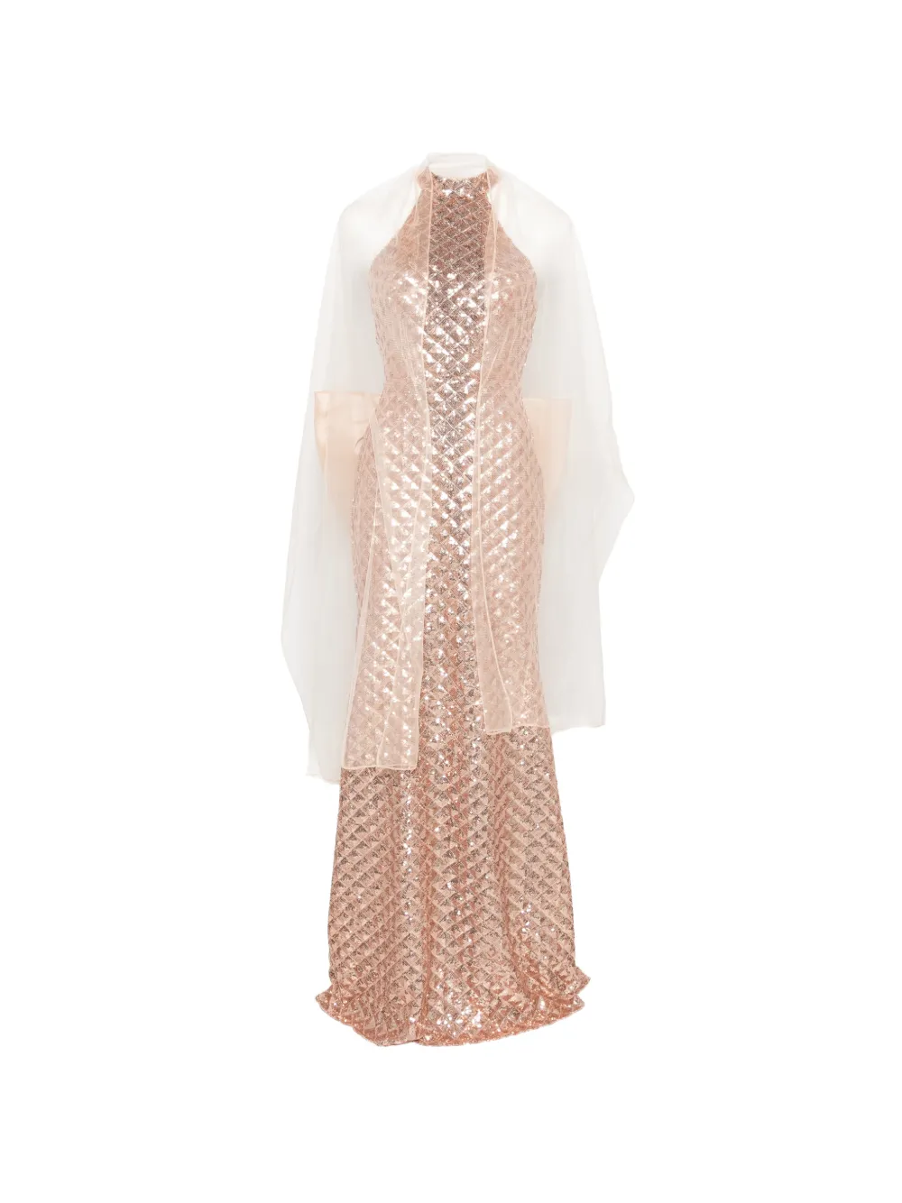 Marfil Barcelona halterneck bow maxi dress (set of three) - Rosa