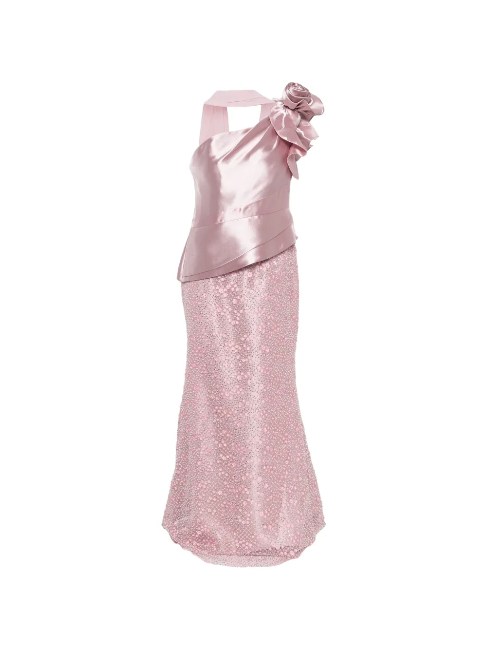 THE COUTURE CLUB Abito lungo floreale con spalle scoperte - Rosa
