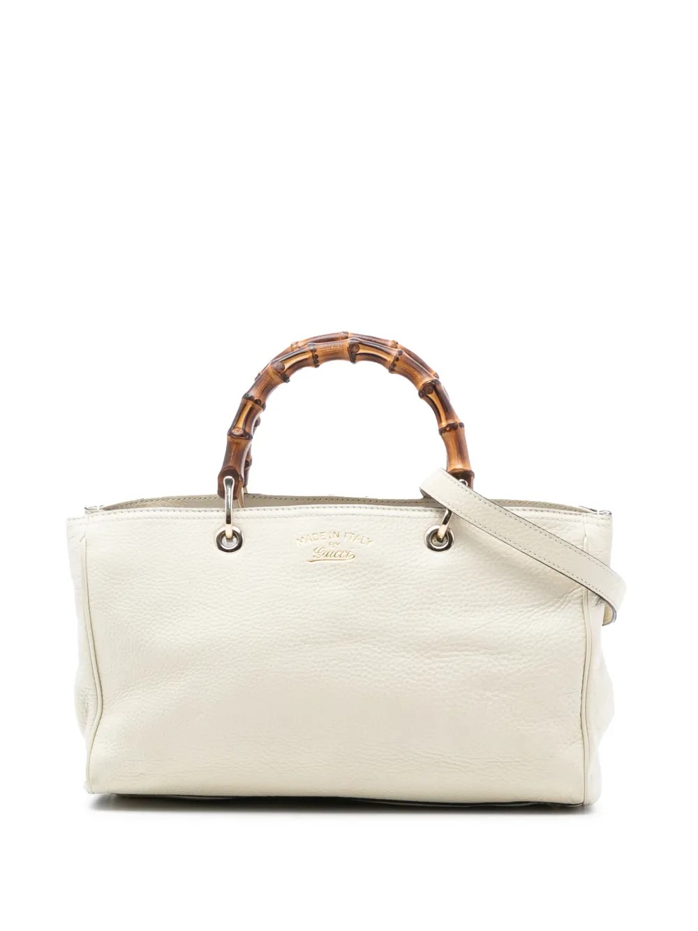 Gucci Pre-Owned 2016-2026 Medium Calfskin Bamboo Shopper satchel - Bianco
