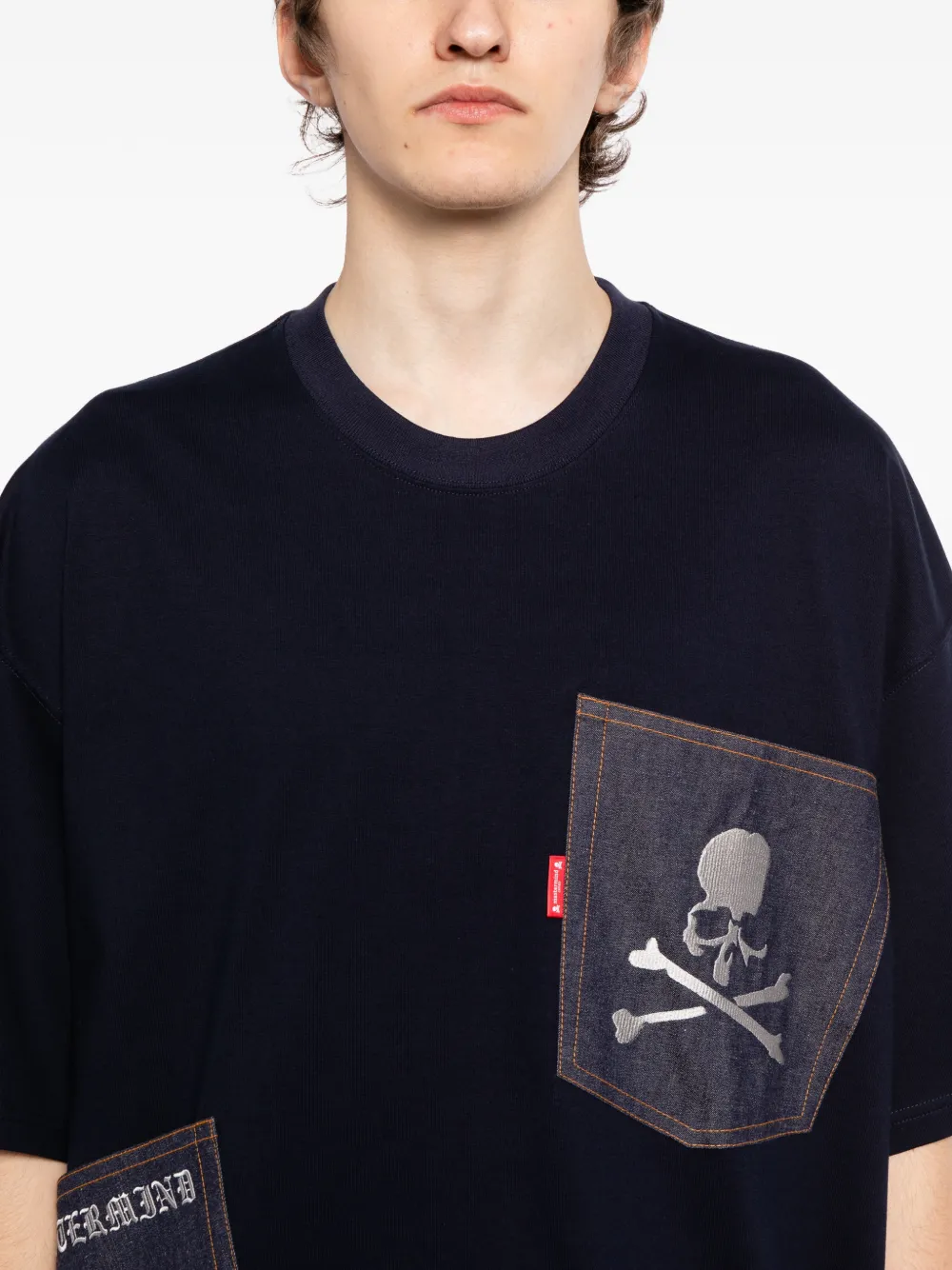 Mastermind Japan T-shirt met logo-applicatie Blauw