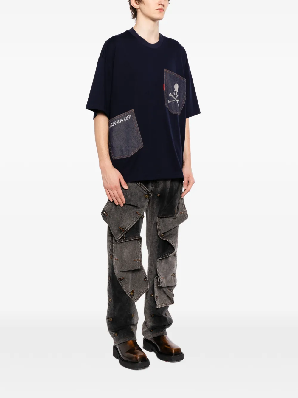 Mastermind Japan T-shirt met logo-applicatie Blauw
