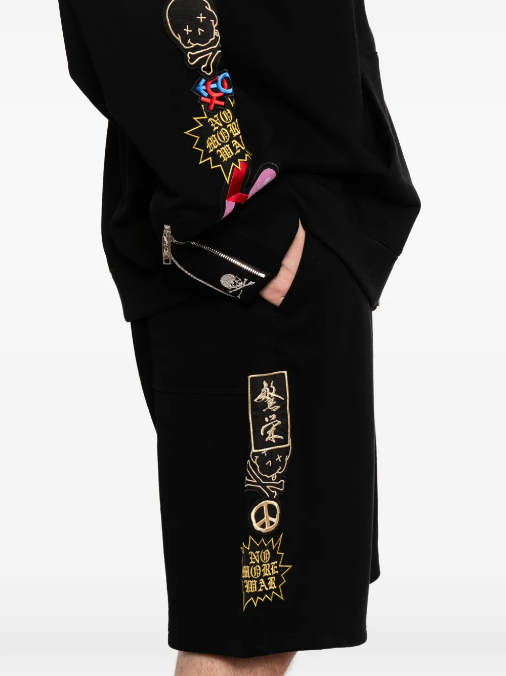 Mastermind Japan Shorts met trekkoord en geborduurde patch Zwart