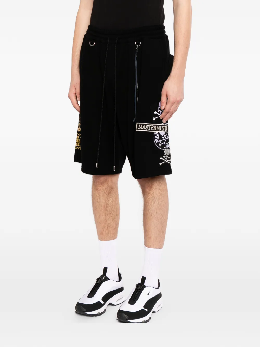 Mastermind Japan Shorts met trekkoord en geborduurde patch Zwart