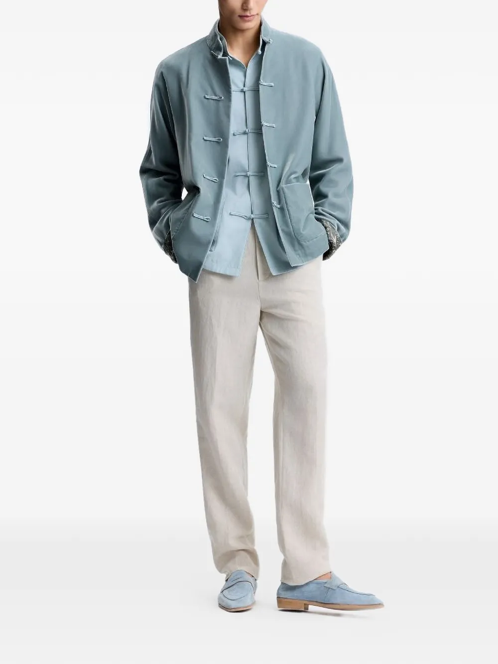  Shanghai Tang Tang Denim Pocket Jacket - Blue 