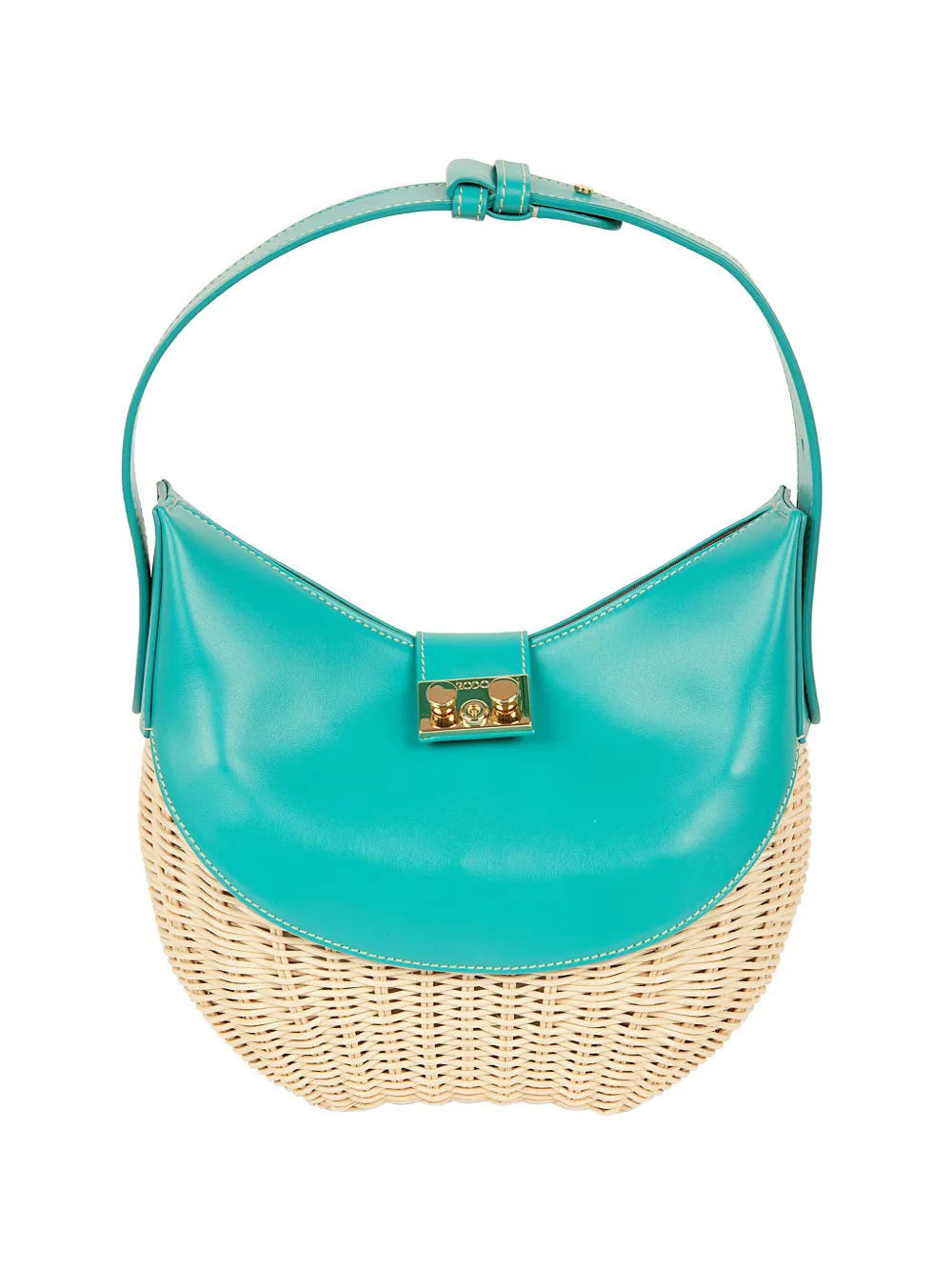 Rodo willow-wicker leather-trim clutch bag - Blu