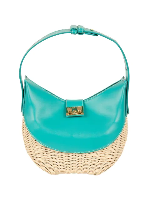 Rodo willow-wicker leather-trim clutch bag