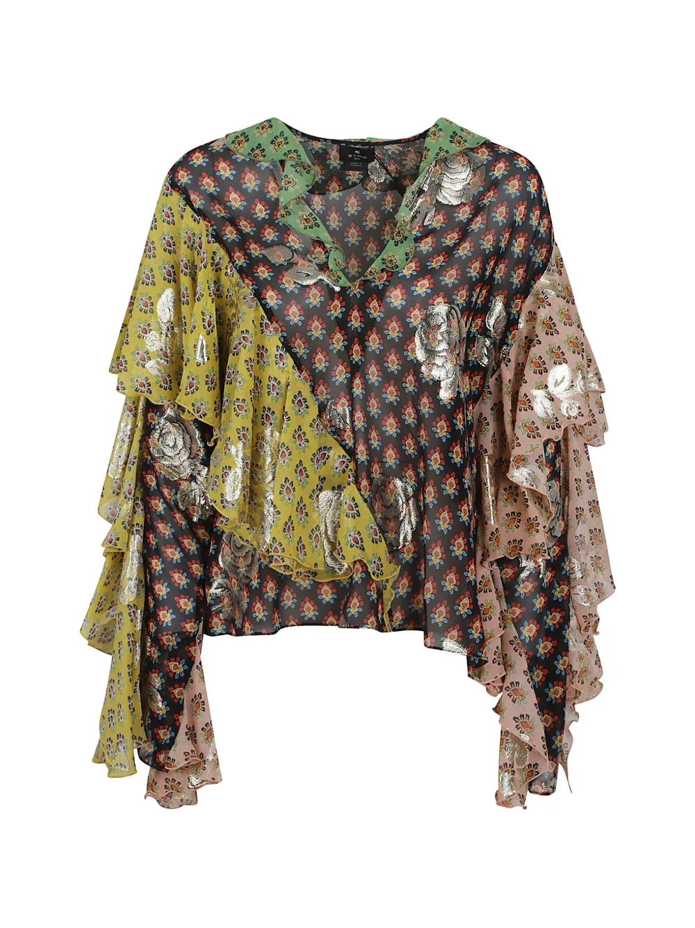ETRO ruffled floral-print top - Nero