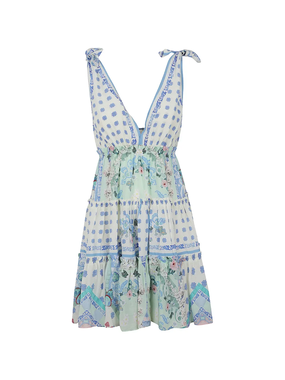 Camilla floral-print tiered dress - Nude