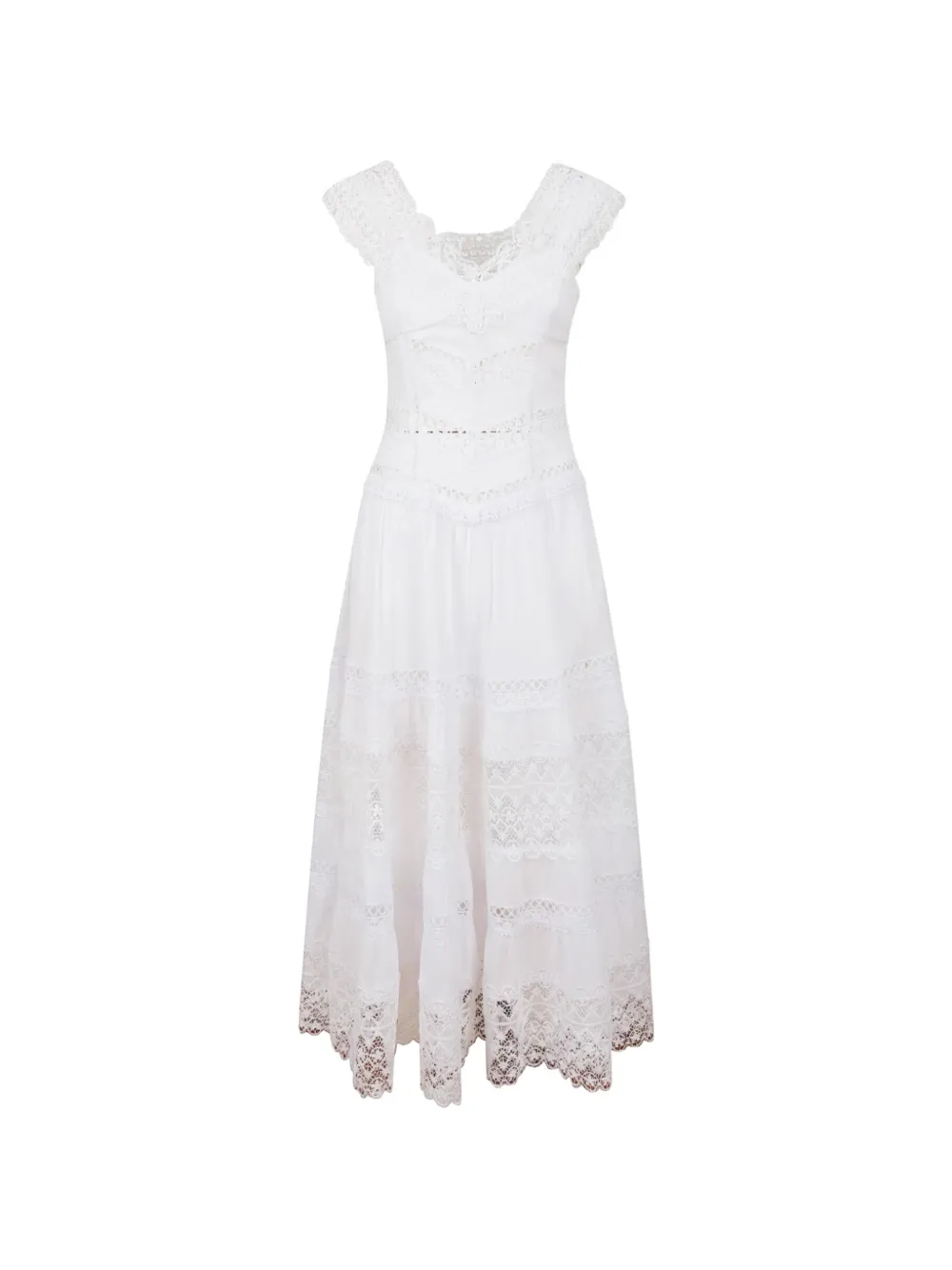 Charo Ruiz Maxi Amaira Lace-trimmed Dress In White