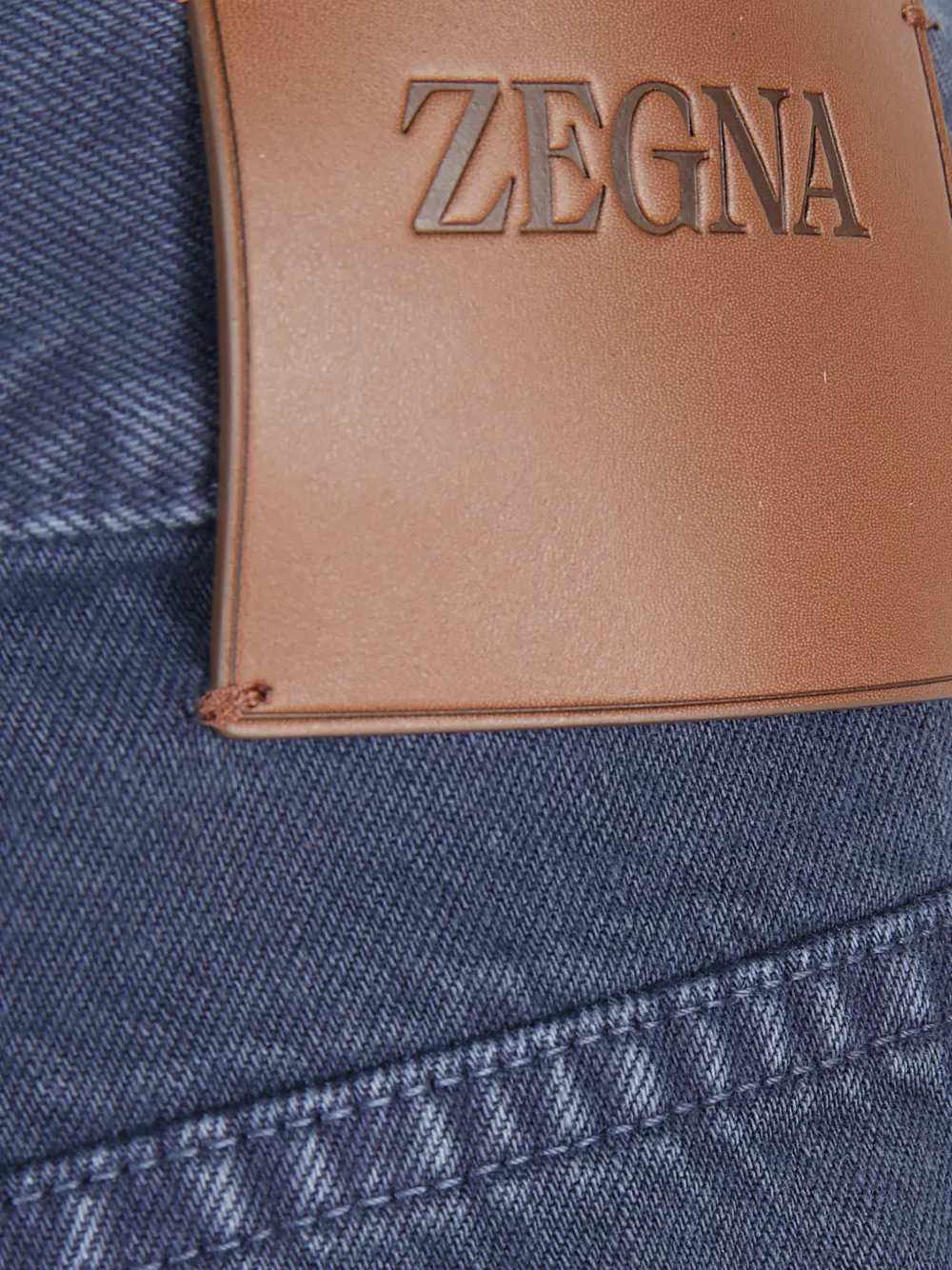  Zegna Vaqueros Con Parche Del Logo - Azul 