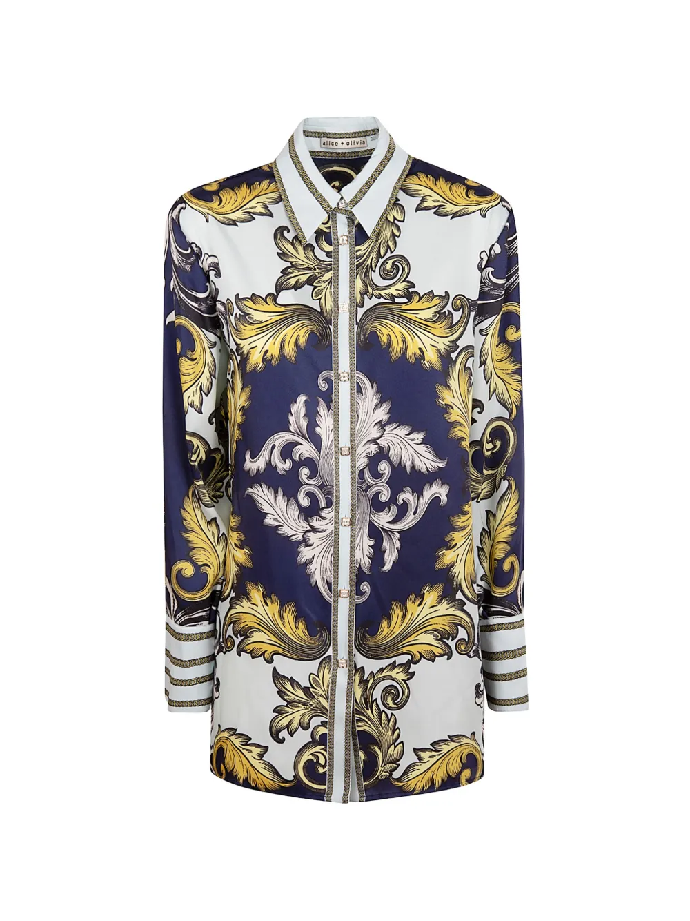 alice + olivia baroque-print button-down shirt - Weiß