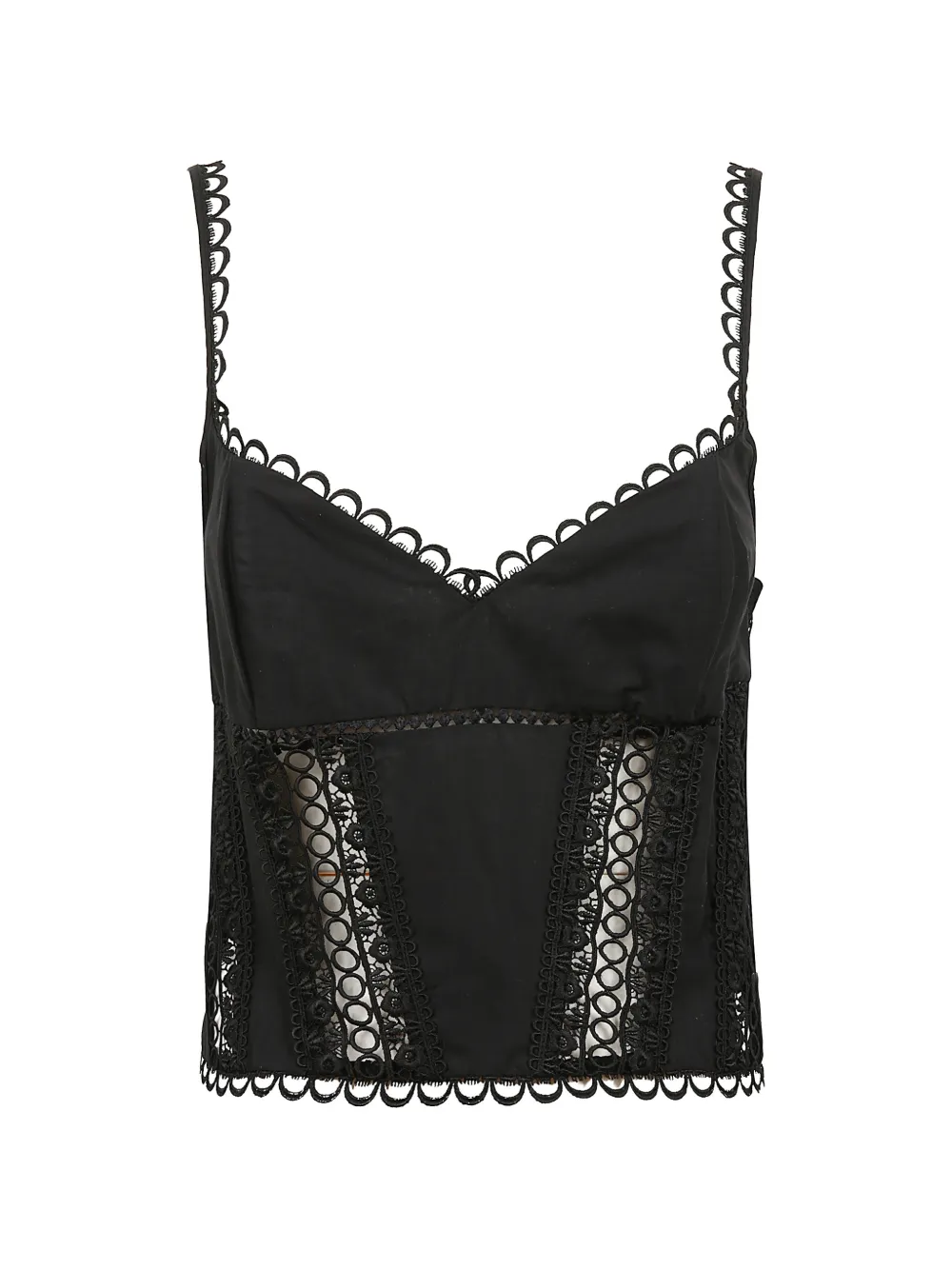 Charo Ruiz Ibiza Poppy scalloped-trim top - Nero