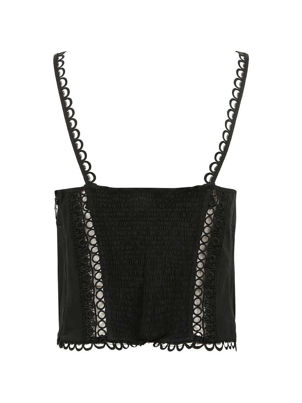  Charo Ruiz Ibiza Poppy Scalloped-trim Top - Black 