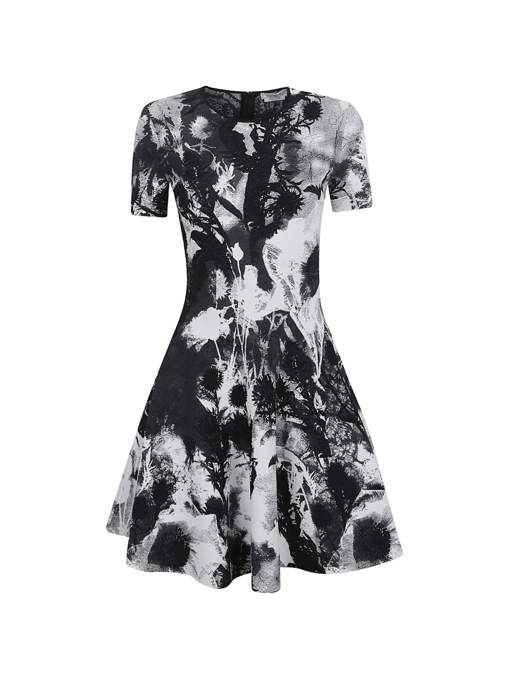 Alexander McQueen floral-jacquard A-line dress - Nero