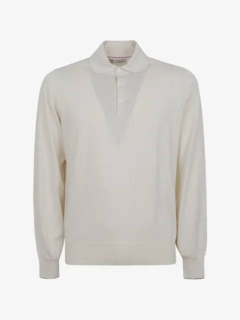 Brunello Cucinelli fine-knit long-sleeve polo shirt