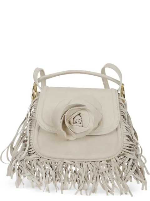 Gedebe floral-appliqué fringe-detail clutch bag