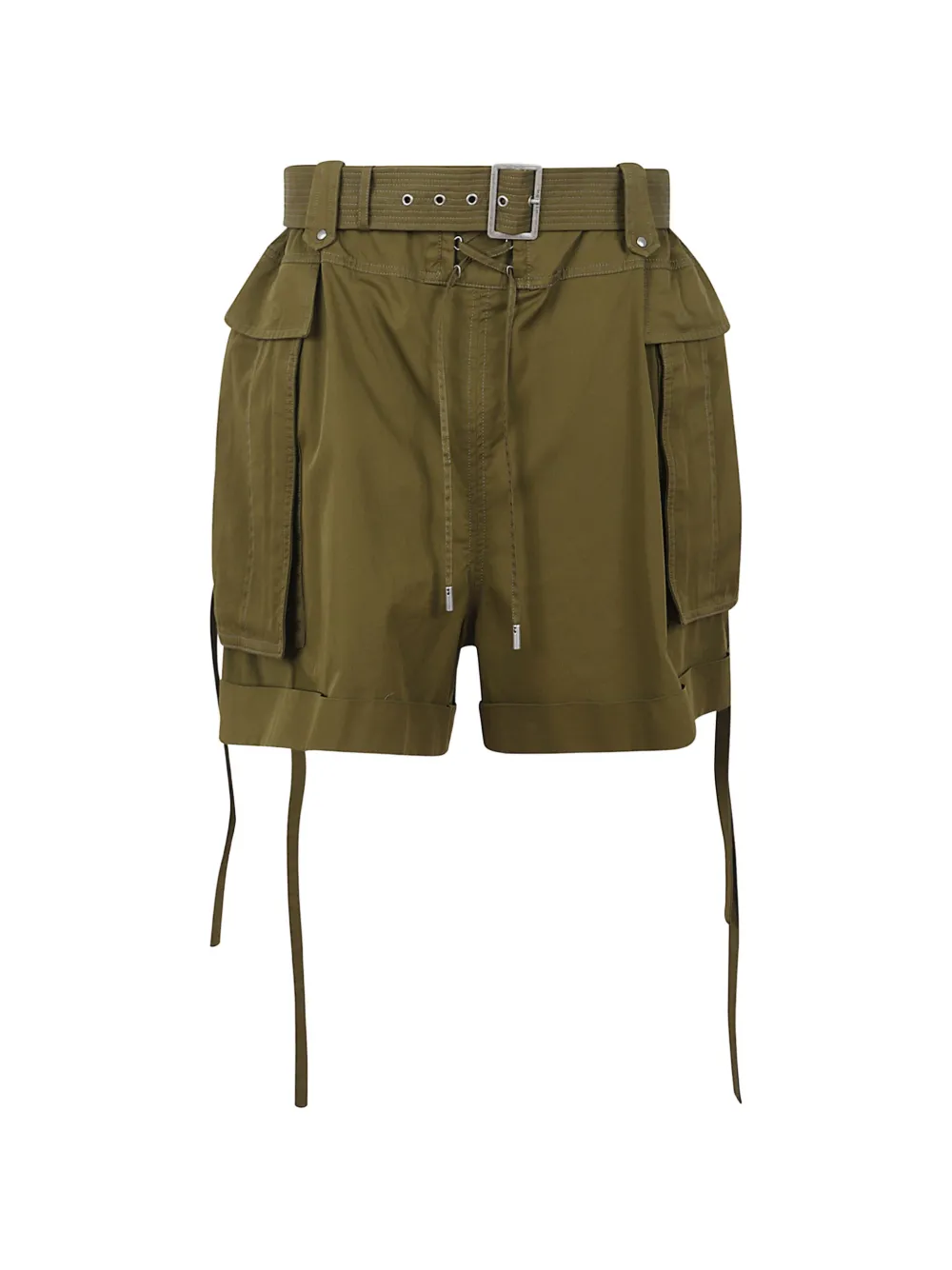 Alexander McQueen belted cargo-pocket oversized shorts - Verde